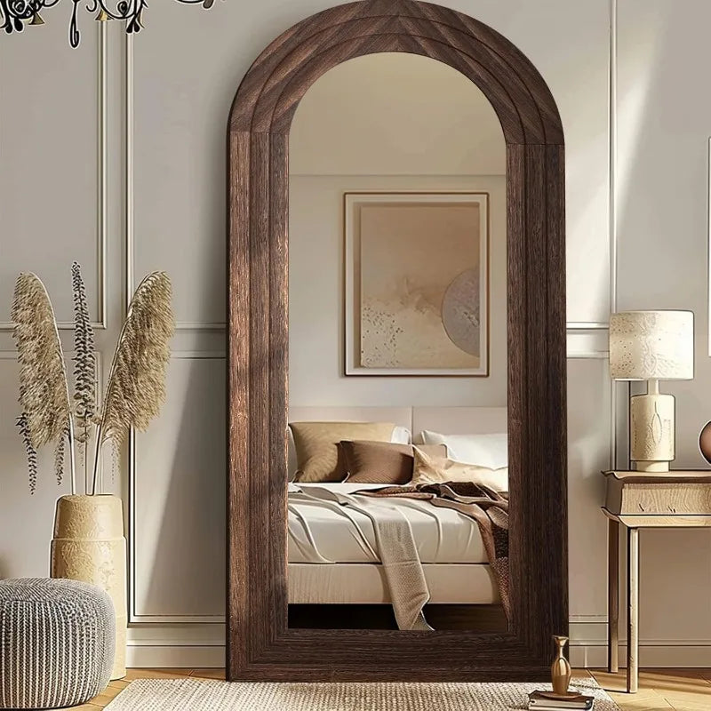 Arched Full Length Mirror with Solid Wood Frame - The Cabin Rose 