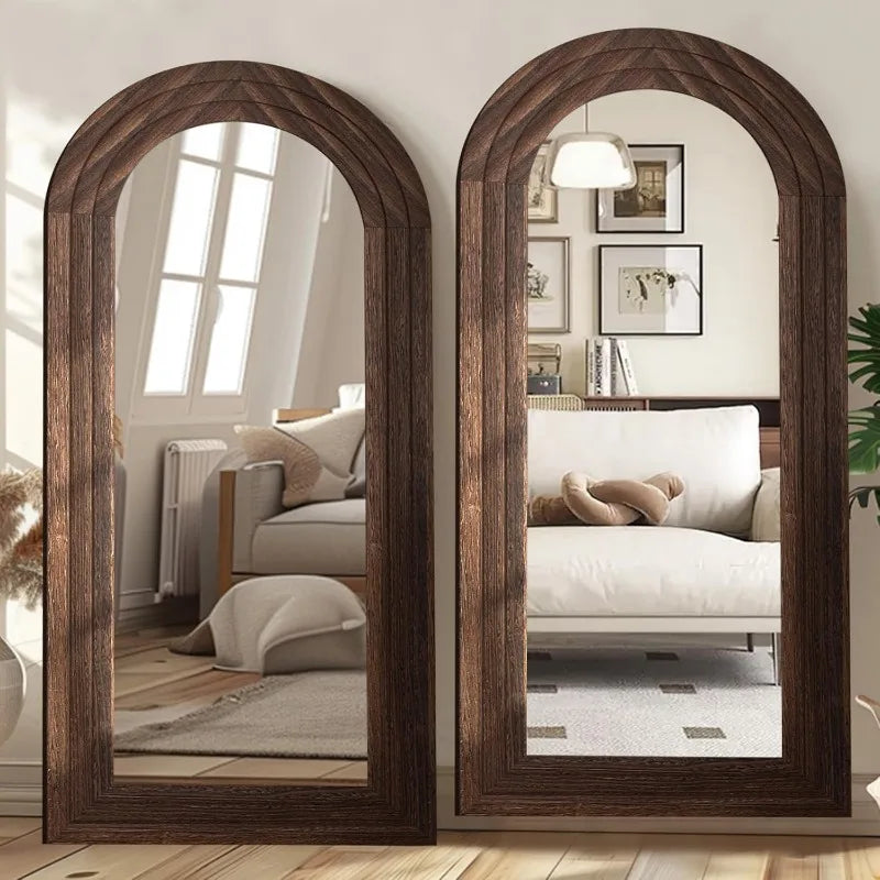 Arched Full Length Mirror with Solid Wood Frame - The Cabin Rose 