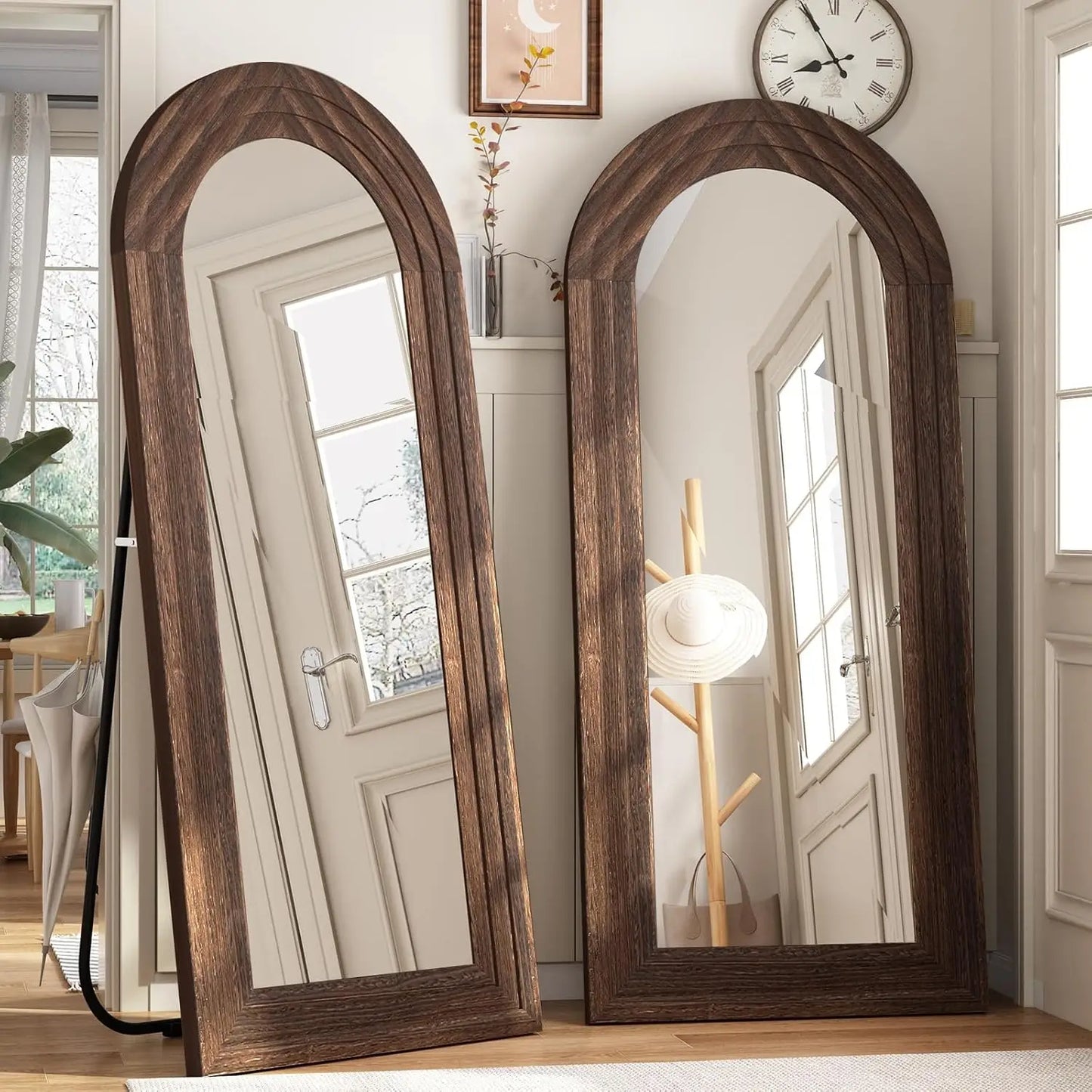 Arched Full Length Mirror with Solid Wood Frame - The Cabin Rose 