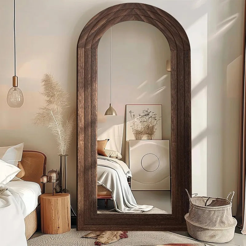 Arched Full Length Mirror with Solid Wood Frame - The Cabin Rose 