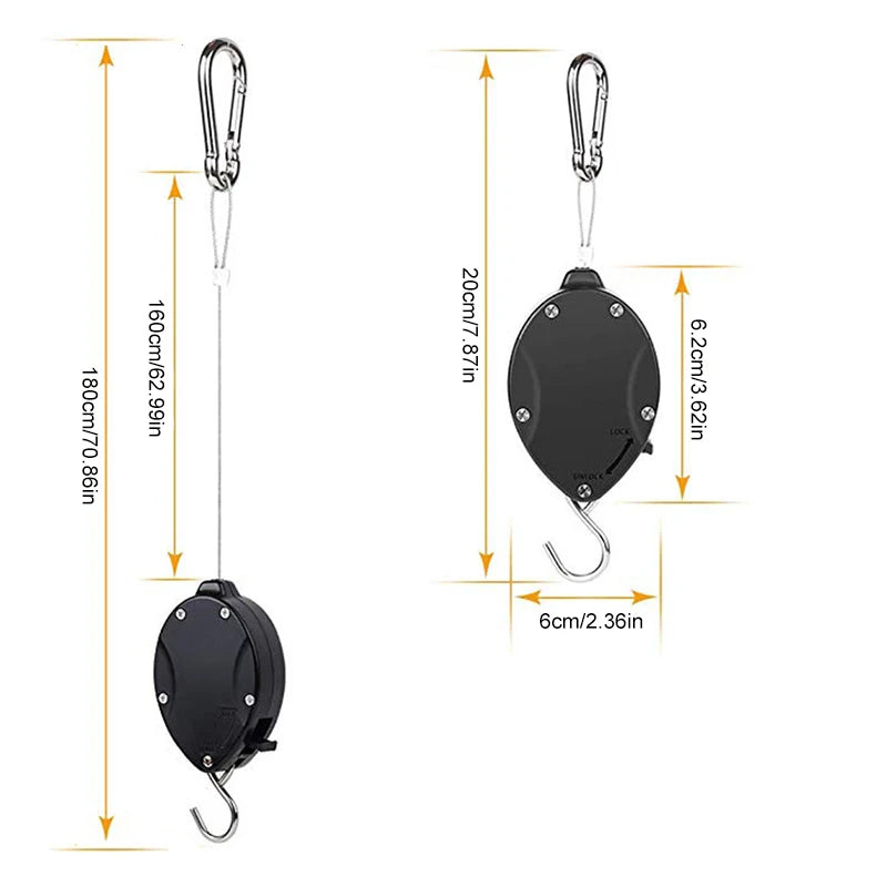 Heavy-duty Retractable Plant Pulley - The Cabin Rose 